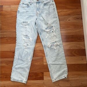 Aeropostale Light Blue Ripped Mom Jeans